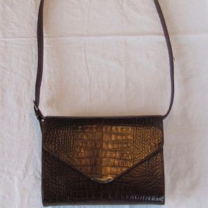 Faux Croc Leather Shoulder Bag